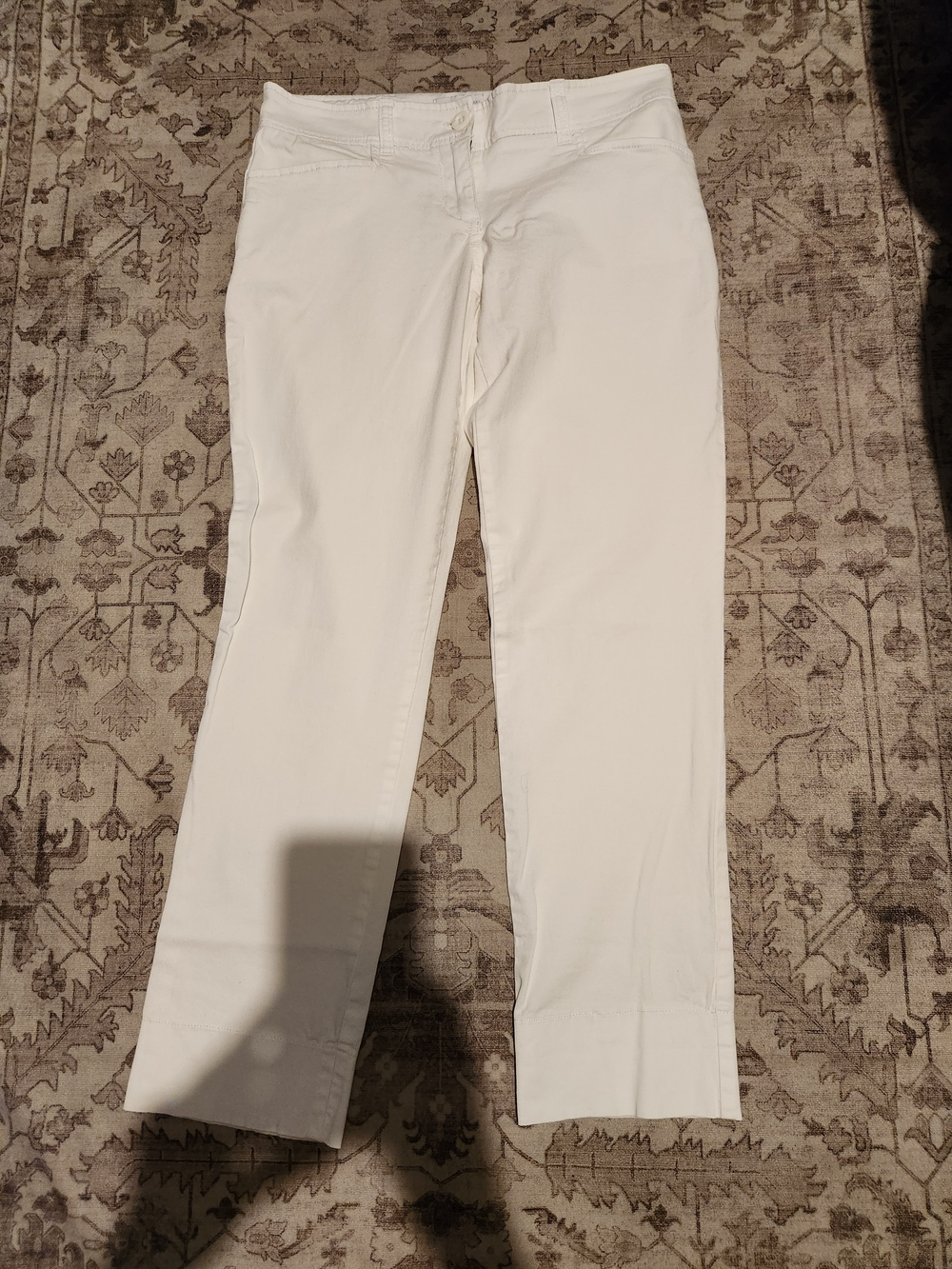 New York & Company White Cropped Straight-Leg Pants
